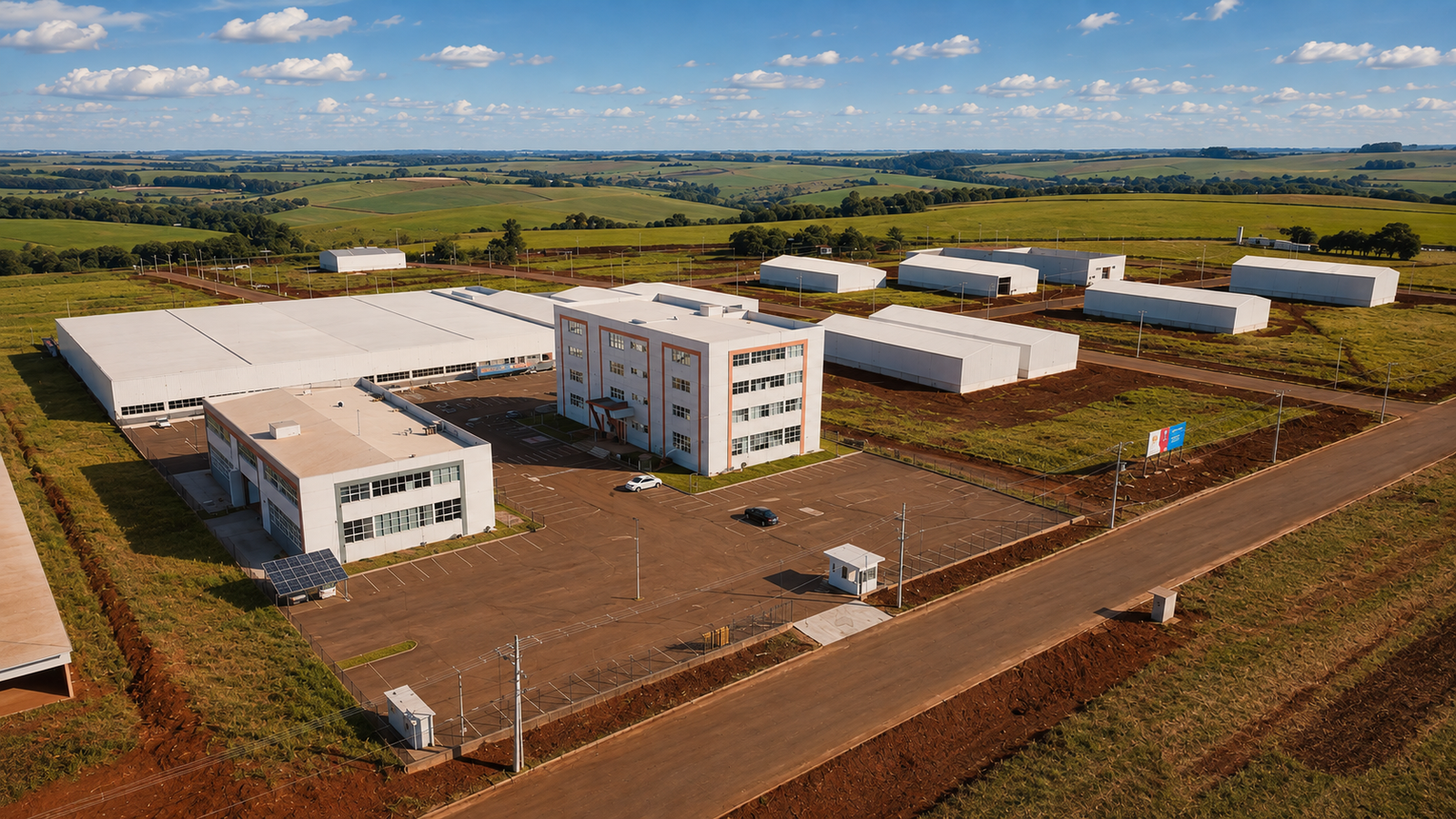 Vista aérea do lote e área do Biopark industrial, Toledo. Sede da HarvLabs